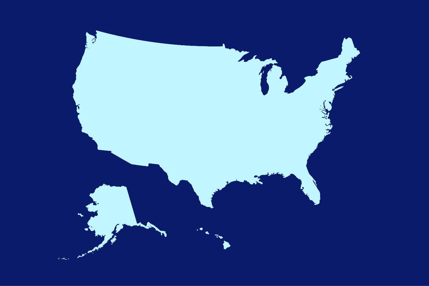 Blue map of USA