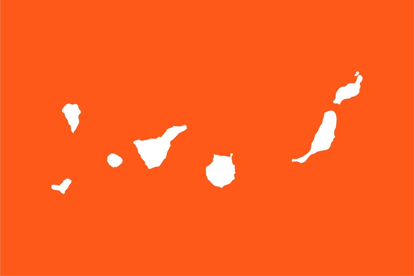 Orange map with white countries