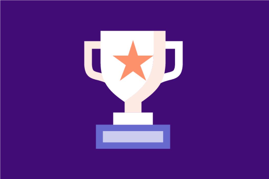 white trophy on a purple background