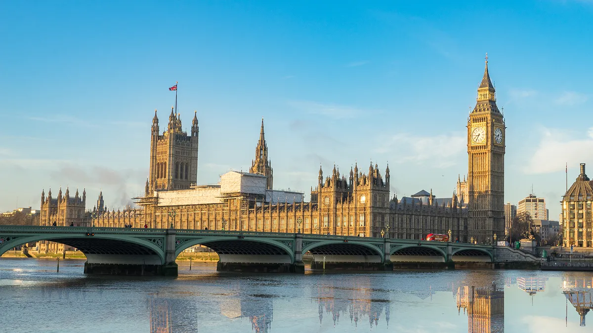 UK Skyline in front of water