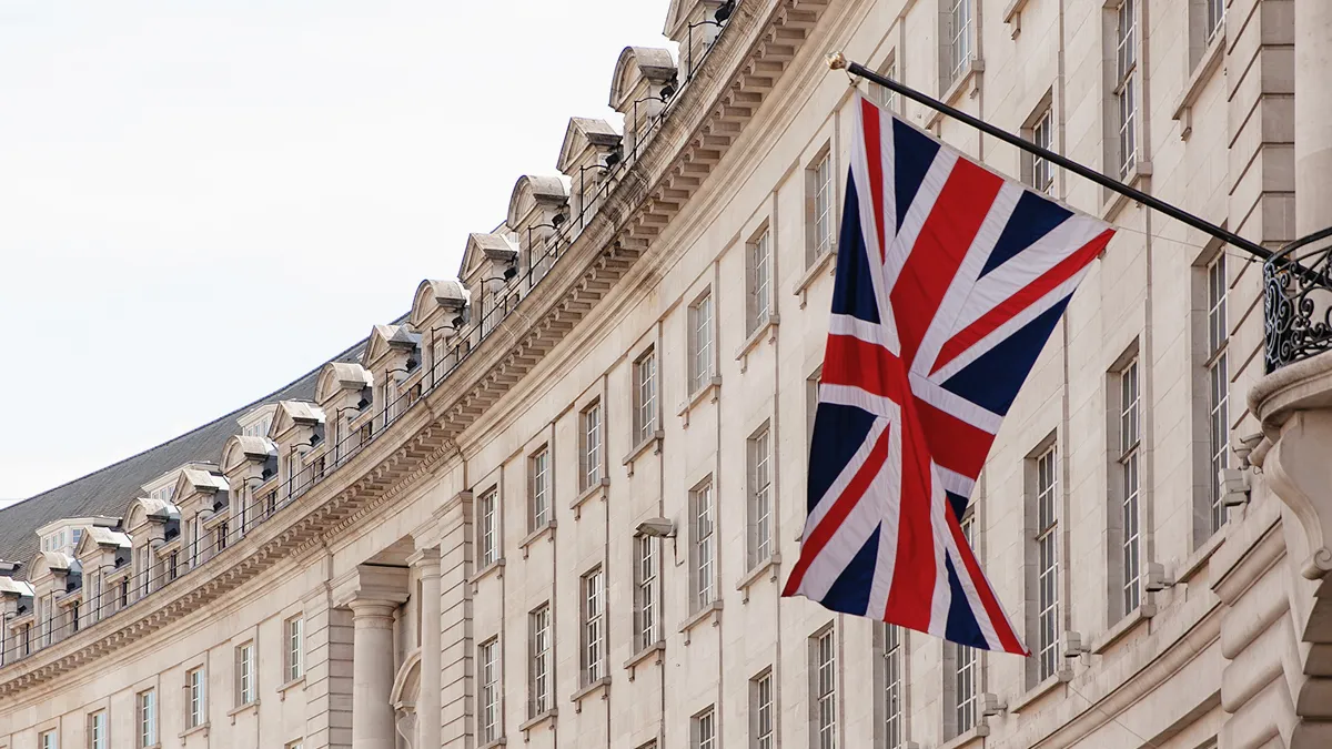 UK Flag against Building
