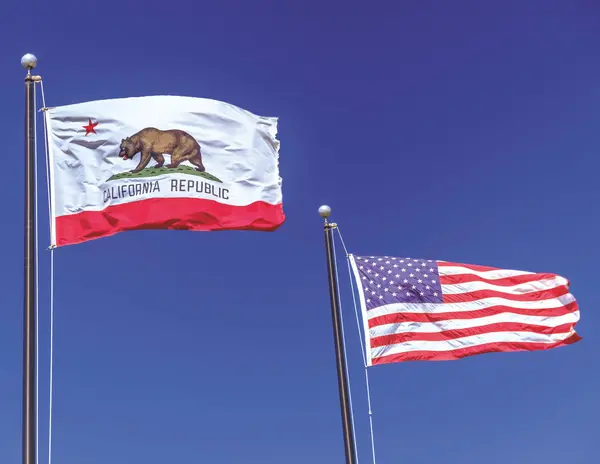 California and USA Flags