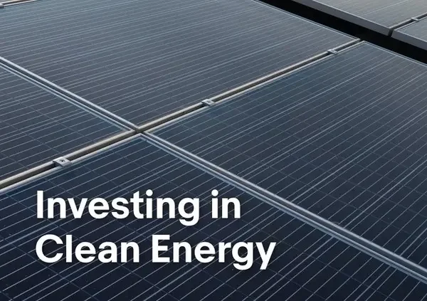 Solar panels with Investing in Clean Energy text
