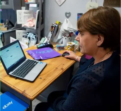 Woman working on laptop